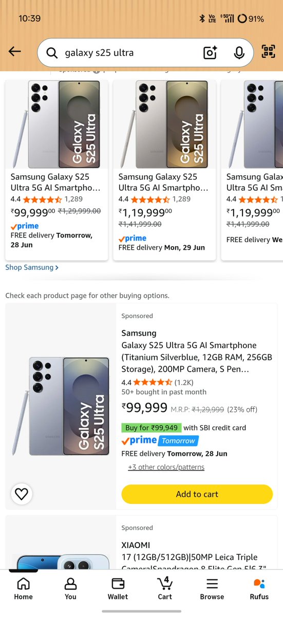 Fuzzz29683148's tweet photo. @stufflistings My guess of SAMSUNG Galaxy S25 Ultra Price is👉 ₹84,999/- 

#AmazonPrimeDaySale #GalaxyS25UltraDay1 https://t.co/yyFR1dZPfL