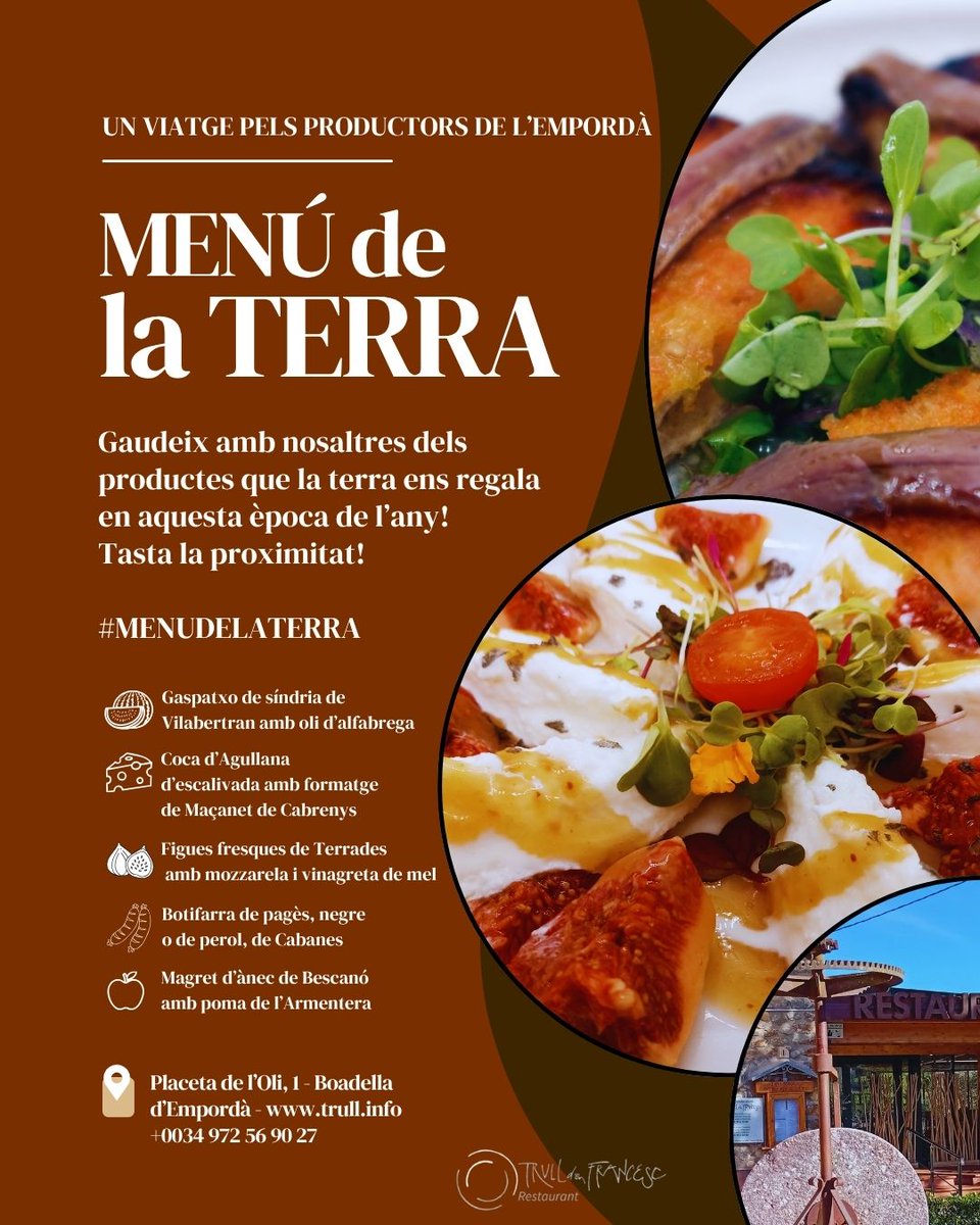 TrullFrancesc's tweet photo. 😋El nostre particular i petit viatge pels productors empordanesos! Un menú de casa, de la terra, del moment, estacional. Un menú amb un xic de tot. La síndria, les figues, les anxoves, el formatge, la coca, el bacallà, les botifarres, el magret, la poma...

🛎️+0034 972 56 90 27! https://t.co/FcWx1lb09Q