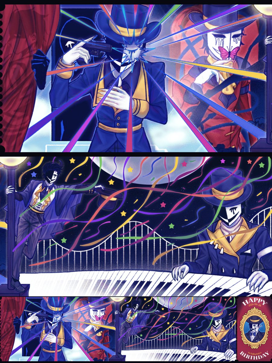 talina_fox's tweet photo. HAPPY BIRTHDAY TO BILHETEIRO!!!
The outfit worn by the character on the right is from rednote:倒错时序/牧歌依旧. I hid some homage in there—I wonder if anyone will spot it.
#happybirthday #tickettaker #tfc #tfctickettaker #thefreakcircus https://t.co/cihTzBjyBV