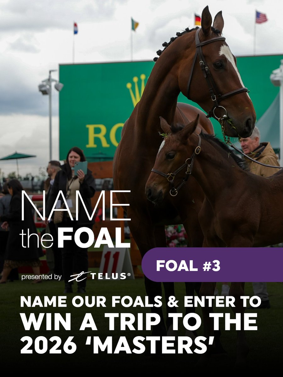 Spruce_Meadows's tweet photo. WIN a VIP trip to the 2026 Spruce Meadows 'Masters'! 🏆 

Name the Foal, presented by TELUS, is back — enter a name starting with I, S, or G before August 14, 2026.

👉 https://t.co/A7DjILFfWa https://t.co/KXrI3A5DPs