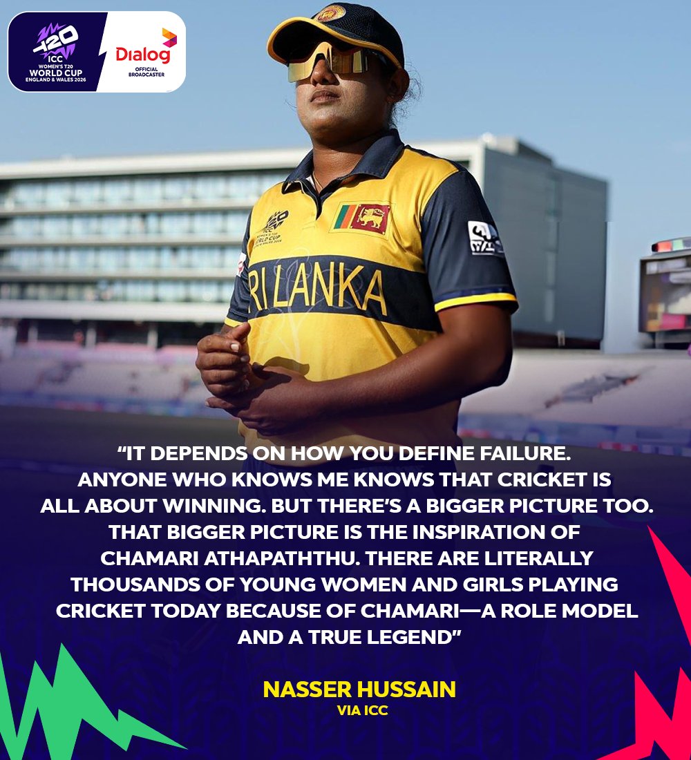 ThePapareSports's tweet photo. Success isn't measured by trophies alone, but by the lives you inspire. A powerful reflection on Chamari Athapaththu's impact on the game ❤️🏏

#T20WorldCup #SriLankaCricket @58Chamari https://t.co/rN0nuhqxtw