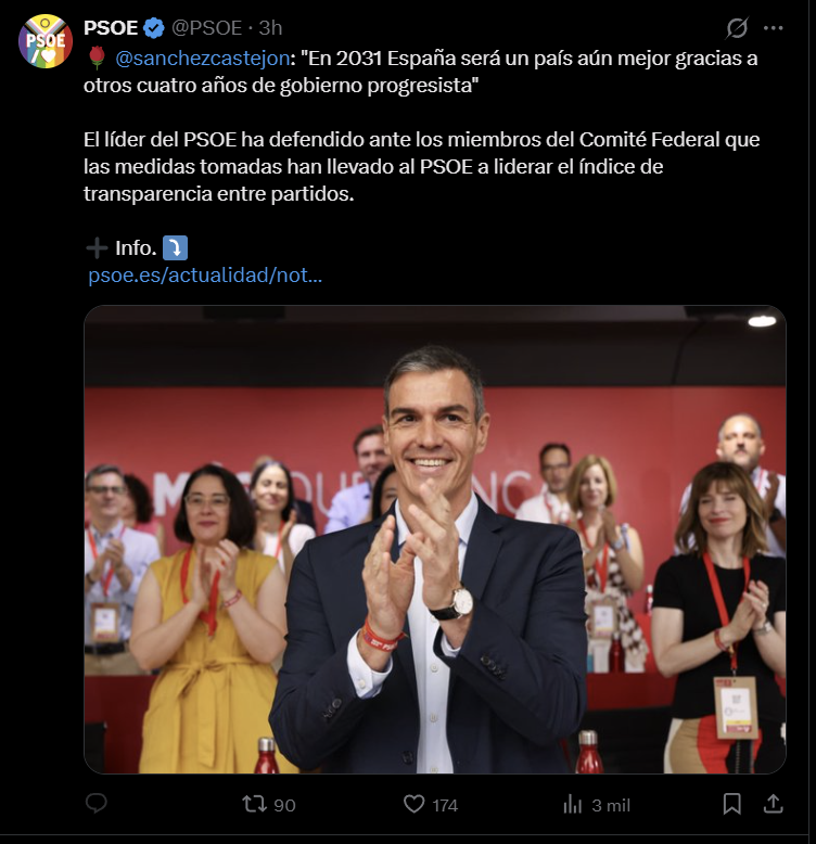 socialismoolib1's tweet photo. 🇪🇸#ESPAÑA #LAROCA233
#Noticias
🔫27/06/2026 #COMITE FEDERAL=#CORRUPCIÓN
Gobierno MAFIOSO #CORRUPTO #SOCIALISMo #SANCHISMo PSOE DICTADOR #SÁNCHEZ ACLAMADO por ENCHUFADOS #CORRUPTOS #SÁNCHISTAS
ENSUCIAN SIGLAS e HISTORIA de #PSOE
CONDENADO #ABALOS
IMPUTADOS #GÓMEZ y SÁNCHEZ https://t.co/UEWcG6LNxQ