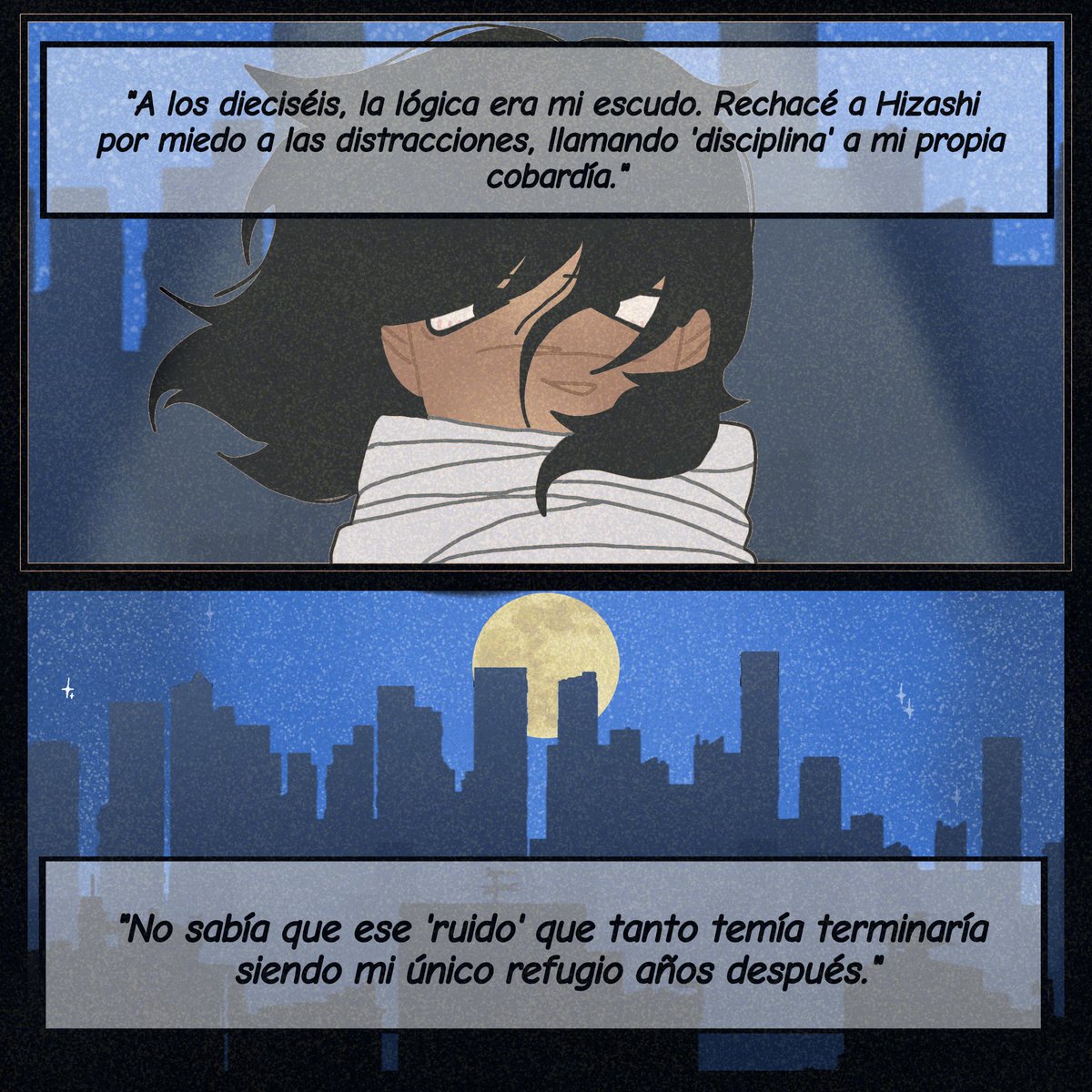 KairoAmaguma's tweet photo. Parte 1/5 #erasermic #myheroacademia #mha #gayromance #comic Parte 2: A veces, la honestidad suena más fuerte que cualquier grito. Hizashi finalmente lo había dicho, pero el eco de su confesión se sentía vació bajo la mirada lógica de Shotā. https://t.co/NRzM3a0Sw2