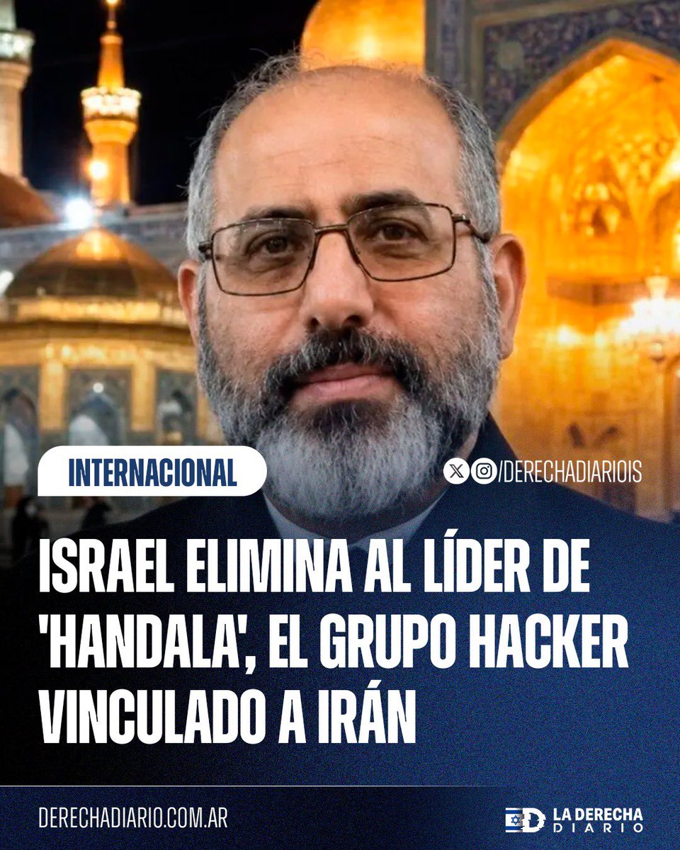 DerechaDiarioIS's tweet photo. 🚨🇮🇱🇮🇷 | ENEMIGO CAÍDO: Israel eliminó a Yahya Hosseini Panjaki, líder clave de la red detrás de 'Handala'. El grupo hacker, vinculado a la inteligencia de Irán, era responsable de ciberataques contra el jefe de defensa israelí y el mismísimo director del FBI. https://t.co/o7T4FfCsT2