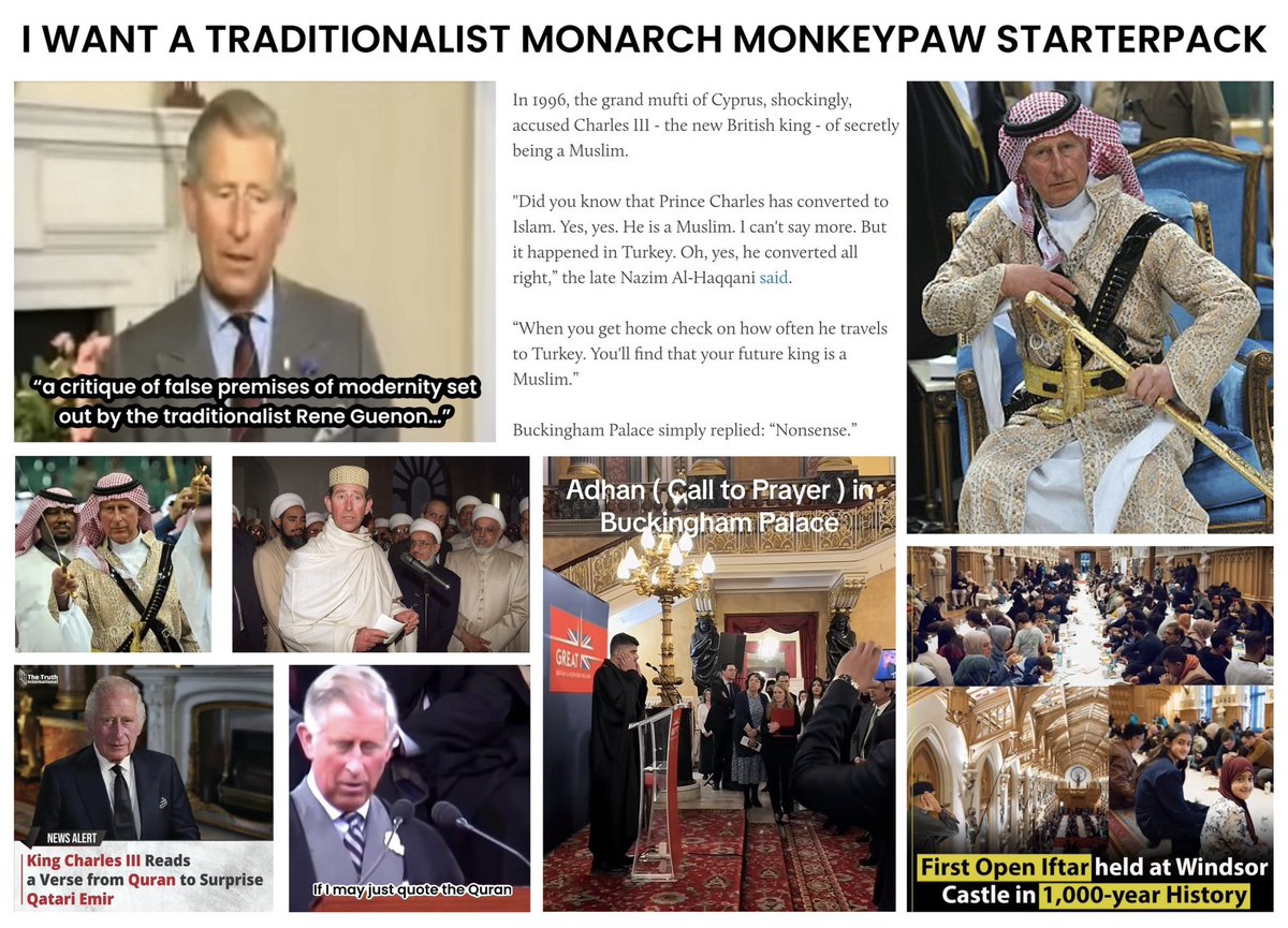kunley_drukpa's tweet photo. Charles is the most ‘Traditionalist’ Monarch in centuries, just not for any British Religious Tradition. Imagine how good it must feel as a ‘White Boy’ to be the defender of the faith for millions of Muslim subjects. Living the ‘Anglo’ dream https://t.co/LBTiihzYDq