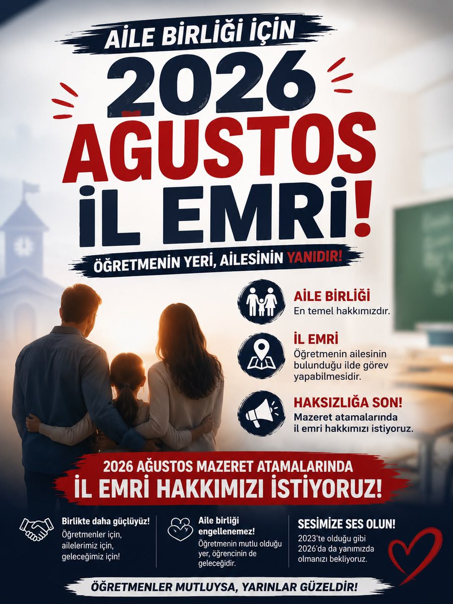 sehadetbas's tweet photo. @tcmeb @Yusuf__Tekin Sayın Bakan Yardımcım, binlerce öğretmen ailesine kavuşmayı bekliyor. Mazeret tayininde yerleşemeyen öğretmenlere il emri verilmesi en büyük beklentimizdir. #Ağustostailemri @CihadDemirli @Yusuf__Tekin @tcmeb https://t.co/pjvnL7pqqt