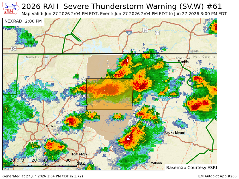 NCWXNOW's tweet photo. RAH issues Severe Thunderstorm Warning [wind: 60 MPH (RADAR INDICATED), hail: 0.88 IN (RADAR INDICATED)] for Franklin, Vance, Warren [NC] till 3:00 PM EDT https://t.co/6UbJc5gLHJ https://t.co/fCmjicjZ3L