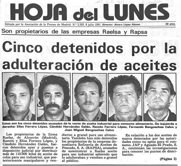 outsidersesp's tweet photo. "La sospecha de que la base es el origen de la epidemia llega a convocar ante sus puertas varias manifestaciones convocadas por los vecinos de los alrededores, y el alcalde de Torrejón de Ardoz presenta su dimisión. La Unión Soviética también apunta a la instalación militar norteamericana como epicentro de un accidente con armamento biológico. La agencia oficial de noticias TASS afirma que «el foco está en Torrejón», después de sostener que «las bases del Pentágono, en numerosos casos, constituyen focos de enfermedades endémicas». Además, la agencia soviética señala que «la prensa y la opinión pública tienen el deber de exigir que Estados Unidos demuestre si ha destruido sus reservas de armas bacteriológicas, de acuerdo con la convención internacional que firmó en 1972»."

(Extracto de La CIA en España, de Alfredo Grimaldos. Sobre el aceite de colza.)