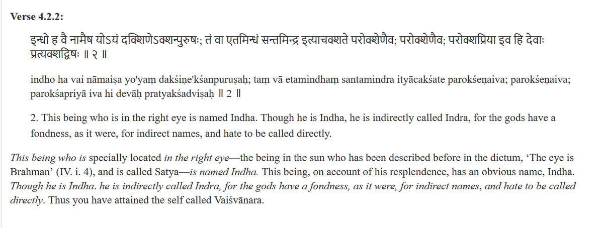 accelerator00_'s tweet photo. The gods love the mysterious [actions, words, names] (I don't at all):
1) Aitareya Upanishad 1.3.14
2) Shatpatha Brahmana in many places
3) Rigveda in many places
 
The gods love indirect names:
Brihadaranyaka Upanishad 4.2.2

https://t.co/0NN7aCUuRt

https://t.co/olAjDzCTWV https://t.co/vbciYgRLoH