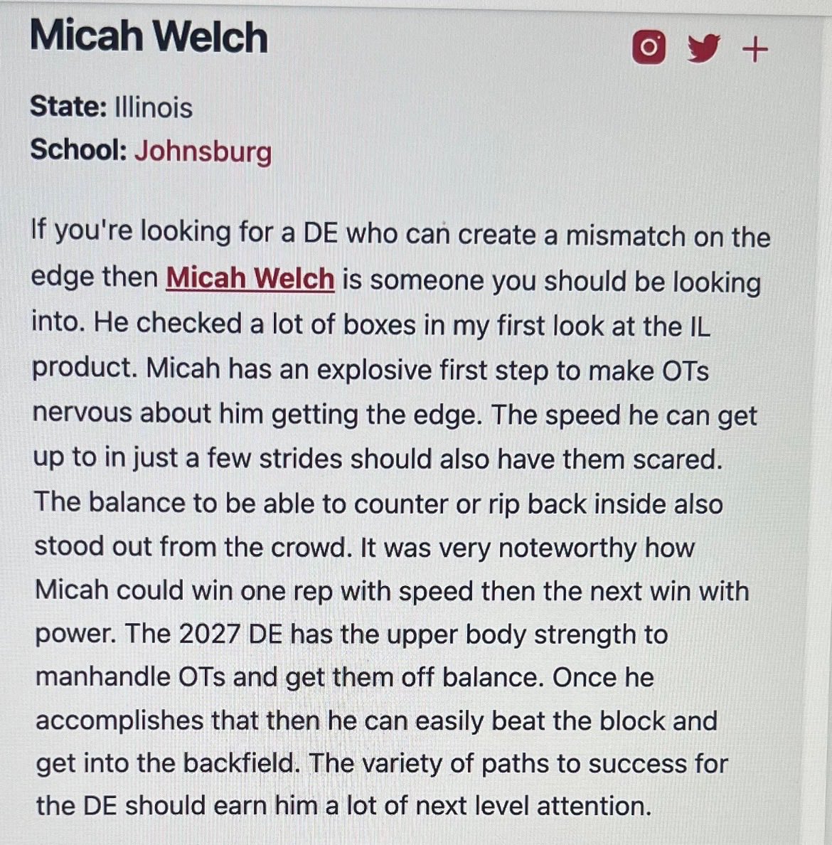 Micah Welch 2027 tweet media