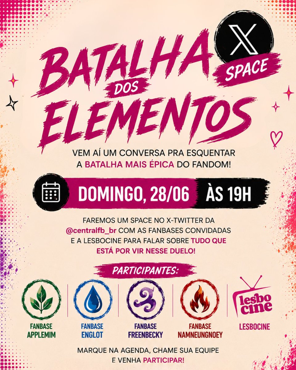 centralfb_br's tweet photo. 📢 Atenção, clã Wathinwanit!

Amanhã estaremos em um space junto com a Lesbocine e os FC's AppleMim, Englot e NamneungNoey para falar sobre tudo o que está por vir nesse grande duelo! 🌍🌊🌪️🔥

Esperamos todos vocês! 🫡

#บ้านวาทินวณิช #4elements
#BatalhaDosElementos https://t.co/JoX97vXcQl