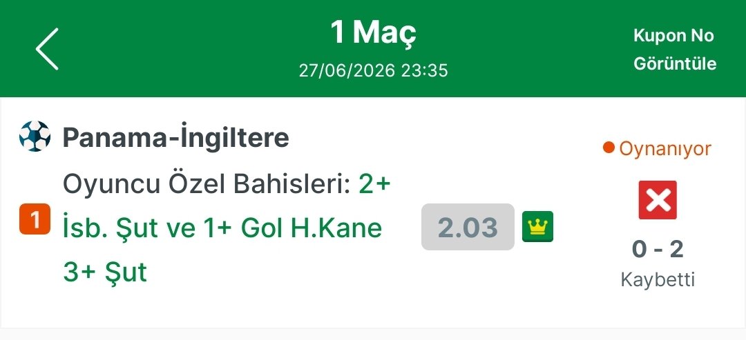 YDenklemi's tweet photo. @iddaa bu tercih hangi veriye dayanarak kaybetti görünebilir. Maçı izledim bu adam üç tane şut çekti ikisi kaleyi buldu kaleyi bulan kafa topu da gol oldu. Neden benim bahisim kaybetti görünüyor. Açıklayın lütfen. https://t.co/jf61EDgf7N
