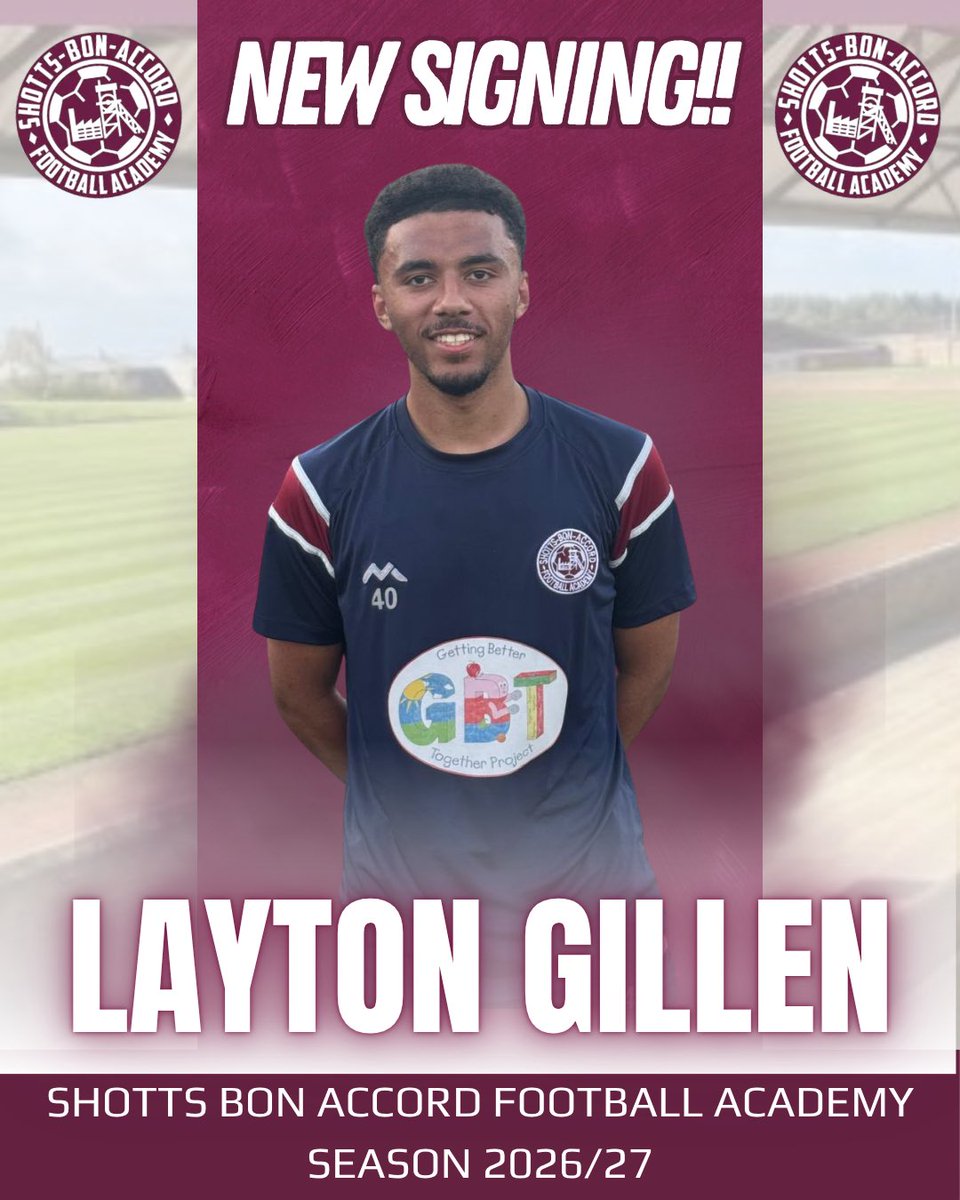 ShottsBonAccord's tweet photo. NEW SINGING - LAYTON GILLEN ✍🏻✍🏻✍🏻✍🏻

We would like to welcome Layton Gillen to Hannah Park! 

Layton is an exciting young talent from Blantyre FC, who plays midfield / fullback.

Layton joins subject to sfa clearance.

Welcome to the Bonny 👍🏻⚽️🇱🇻 ⚽️⚽️ https://t.co/k58XznrWUD