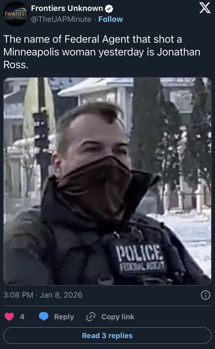 KafkaKebab's tweet photo. THIS is the real criminal. Jonathan Ross, the murderer at large.

Fuck @ICEgov. Racist assholes, every single one. https://t.co/Z7VyaumsQd