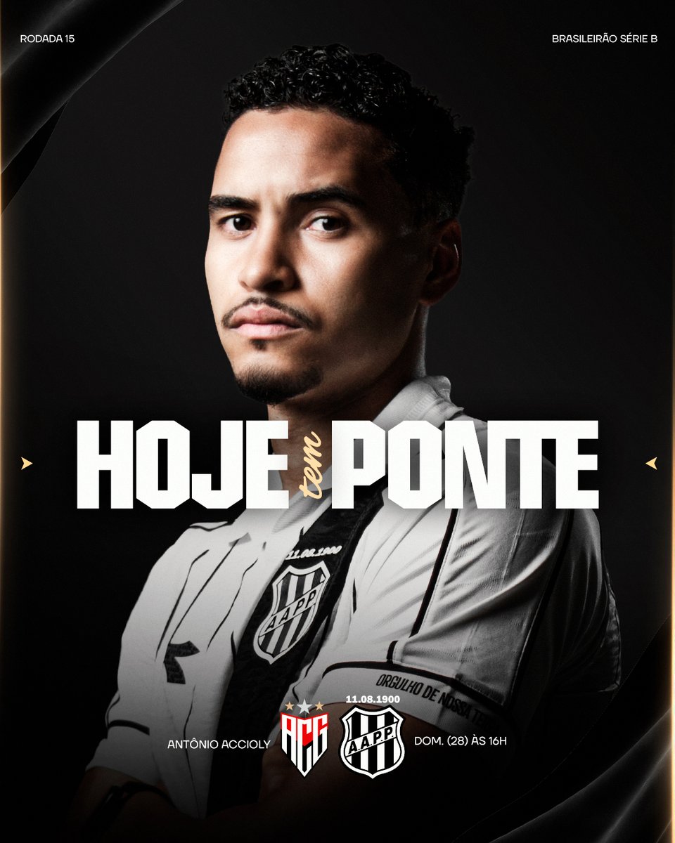 aapp_oficial's tweet photo. HOJE TEM PONTE! Hoje é dia de Ponte Preta em campo em busca dos 3 pontos🔥🦍
🏆 Brasileiro B
🆚 Atlético-GO
⏰ 16h
🏟️ Antônio Accioly
📺 ESPN/Disney+
.
.
.
#MeloBrasio #Poty #Biguá #DayPharma #Pavinc #Diadora #PonTV https://t.co/PaLIYkZ1ba