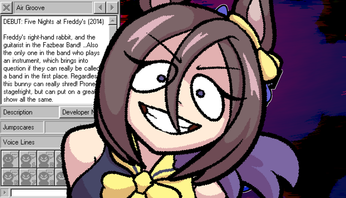 ShmuzyDoozy's tweet photo. was able to finish Air Groove (over Bonnie) and Mr.C.B. (over Chica) for the #Frickbears3 x #Umamusume mod today. Only 2 more left to go! https://t.co/pQl9A4UPLE