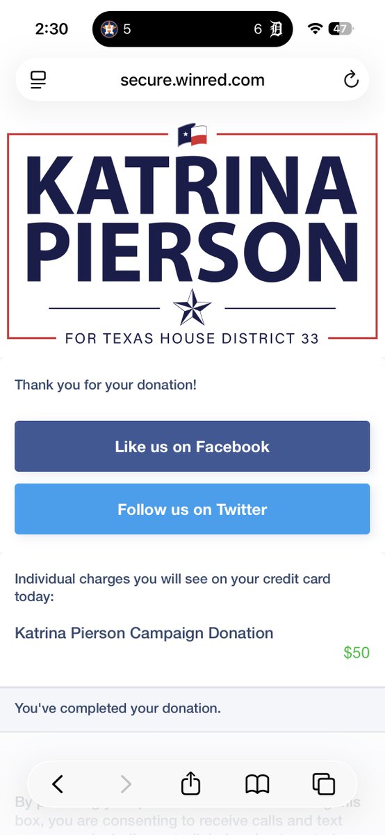 CaryCheshireTX's tweet photo. I just donated to @KatrinaPierson because we need her to keep fighting for our conservative values in the Texas House. #txlege https://t.co/haB1kFlqfW