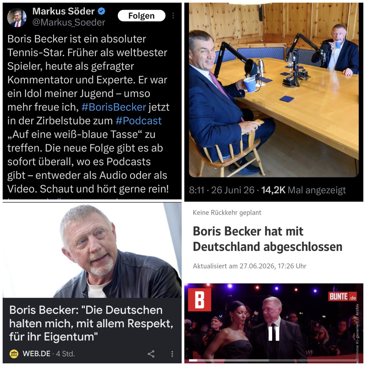 BB12_DE's tweet photo. Boris Becker hat mit Deutschland endgültig abgeschlossen!
Becker: "Die Deutschen halten mich für ihr Eigentum" 🤦🏻♂️
Ob es am Podcast mit @Markus_Soeder lag? 🤔
#Söder #BorisBecker https://t.co/lAyH1D2ys0
