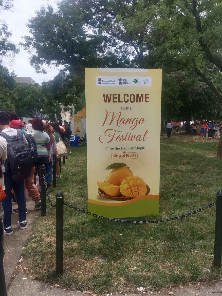 SHEKARSUSHEEL's tweet photo. The Indian embassy, Washington DC, organised a Mango Festival, at Dupont circle, Washington DC. The venue was packed. Long long queues to get a taste of the Indian mangoes. Had to wait almost two hours. But everyone got the mangoes. Well organised. The mangoes were of very high quality. 👍