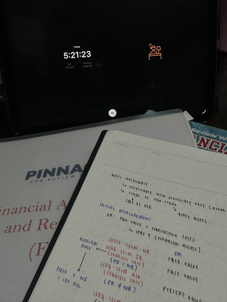 aj_fcpa's tweet photo. 📚💻 — 06/27/2026 #studylog review for quiz day ;)

♡  FAR - CCE and Trade &amp; other receivables

+++ super duper thanks to @uribootiful for the pamanang reviewers ❤️🙏

#studytwt #studytwtph #cpaletwt #bsatwt https://t.co/FhesnKDEGL