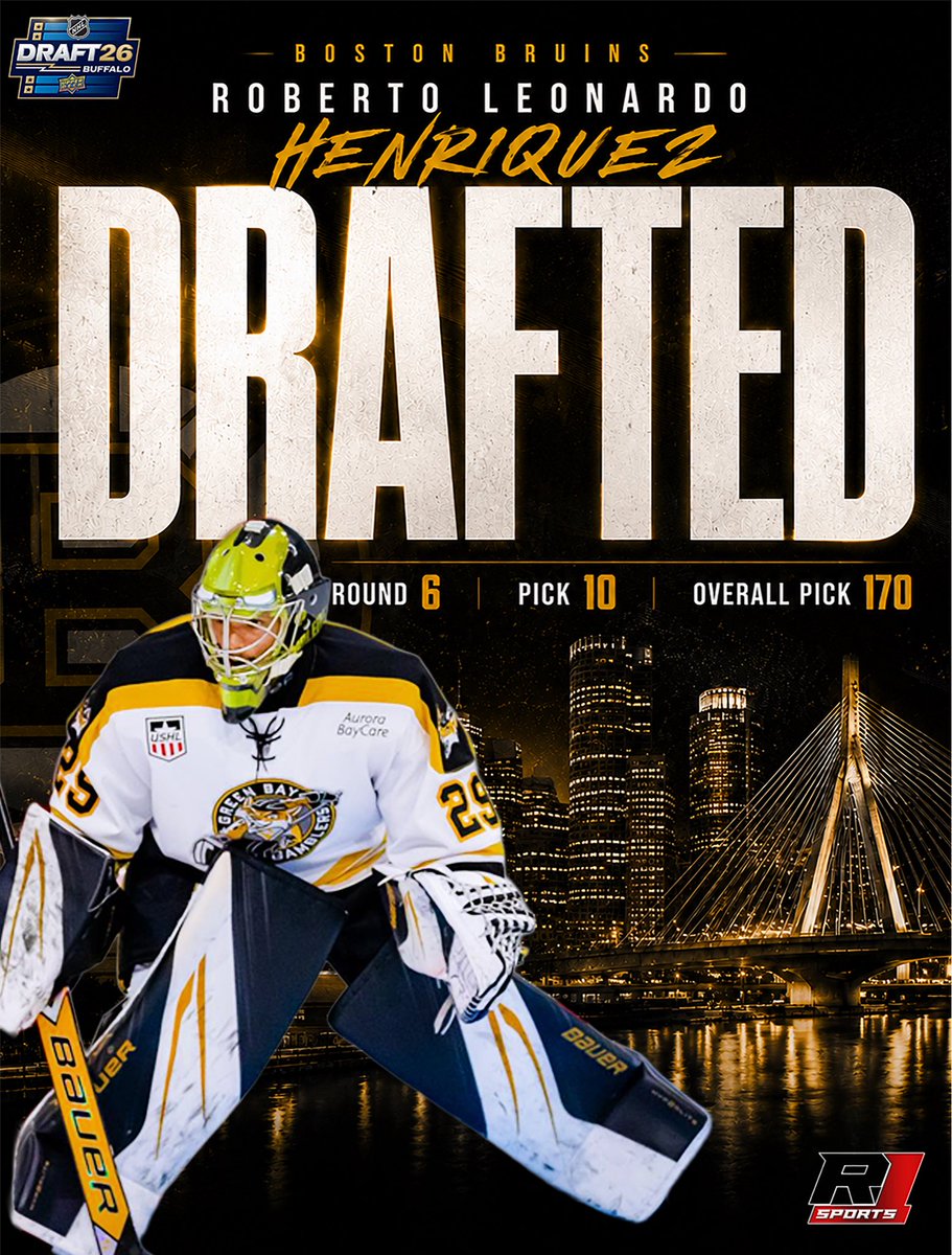 rule1hockey's tweet photo. Congratulations to Rule 1 Sports Athlete Roberto Leonardo Henriquez for being Drafted Round 6 Pick 170 to the Boston Bruins in the 2026 NHL Draft!!

#rule1sports #whosnext⁉️ #nhldraft2026 #prohockey #ncaahockey https://t.co/8MgTQ7N656