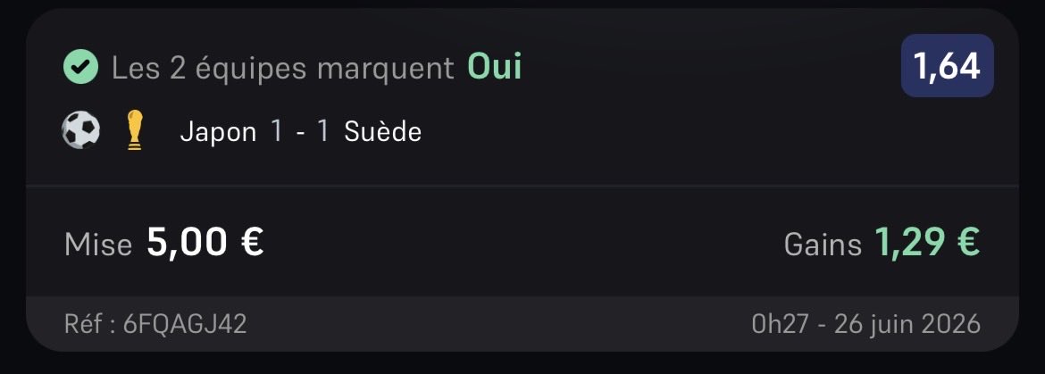 JordyStreaming's tweet photo. Bonjour @WinamaxSport 

Est-il possible de régulariser ceci svp ?

Merci d’avance https://t.co/vbBXQvDHAO
