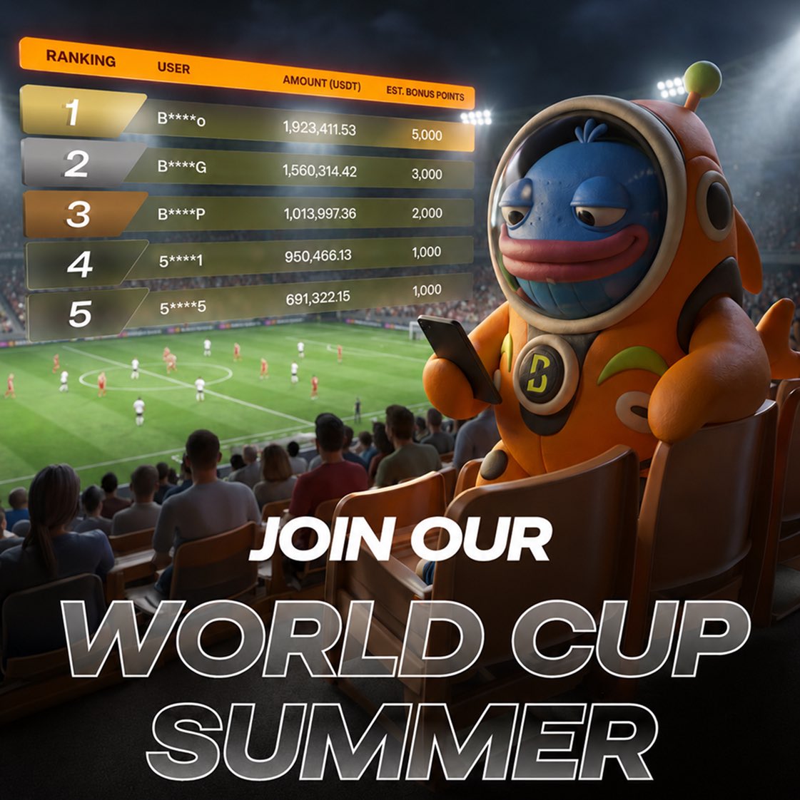 BloFin_Official's tweet photo. The top spots aren’t locked in yet.

Join BloFin’s World Cup Summer 2026 campaign and earn rewards along the way.

Where will you finish? https://t.co/3gBhQ3uuir