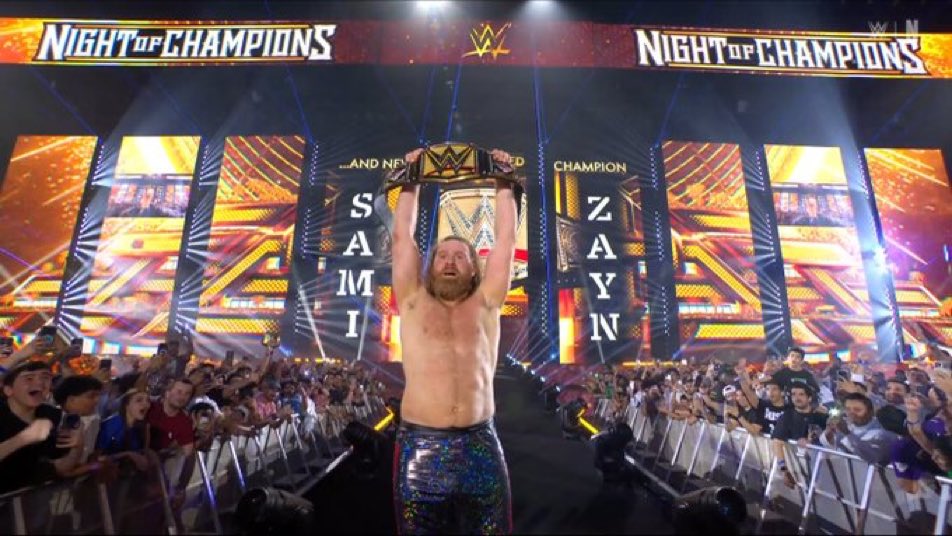RhodesKotaEra's tweet photo. If you had asked me for anyone to become World Champion in the company today, I would've said Sami Zayn.

This guy deserves it so so much and I couldn't be happier for him.

What a star, what a man and what an amazing professional wrestler.

#WWENOC https://t.co/ER9kcNhFTw
