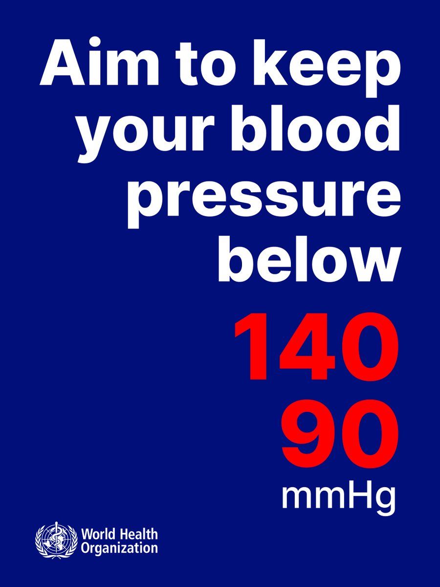 WHO's tweet photo. High blood pressure is a silent but serious threat — and knowing your numbers can save your life.
Check your blood pressure regularly and track your readings over time. Aim to keep your blood pressure below 140/90 mmHg — and remember: the lower, the better for your heart, brain, and kidneys.

Taking action today protects your health tomorrow.

Know your numbers. Take control. Stay healthy.