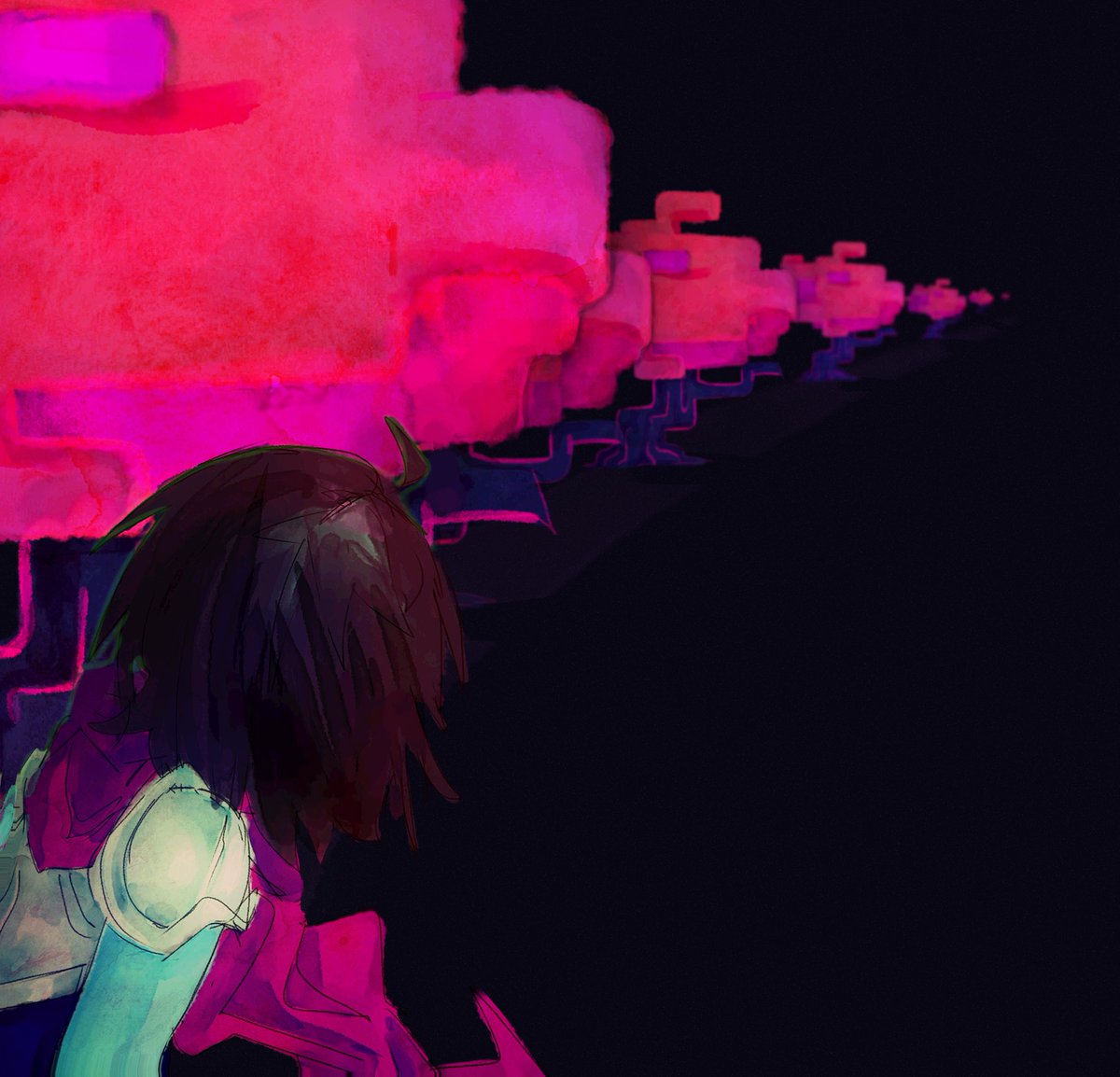 Nokokoco's tweet photo. * ( Craning your head, you noticed that there was another tree after that.)
 #deltarune https://t.co/d5al9YEUWf