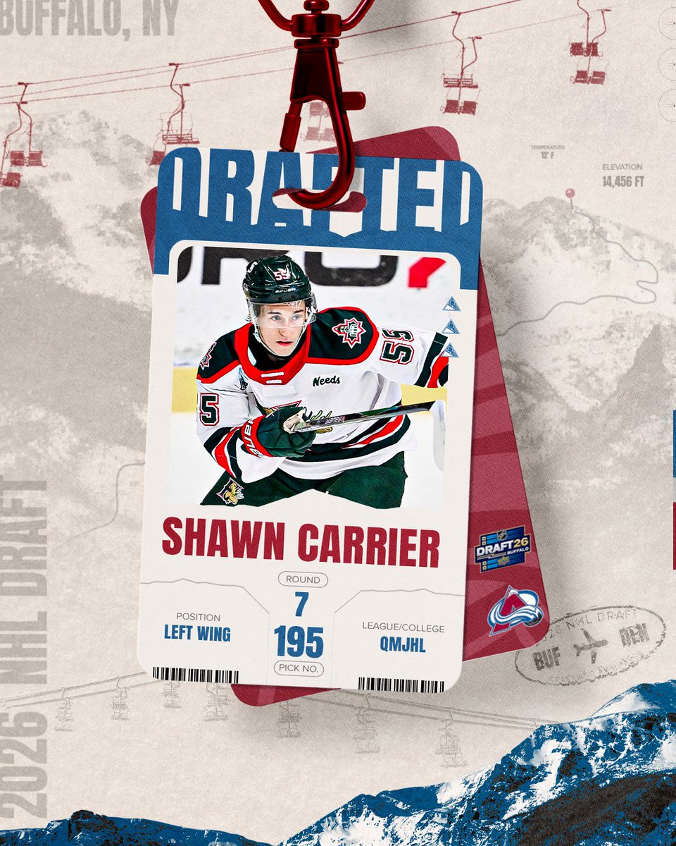 Avalanche's tweet photo. We have drafted forward Shawn Carrier to the Colorado Avalanche organization! https://t.co/VOmvF3NICU