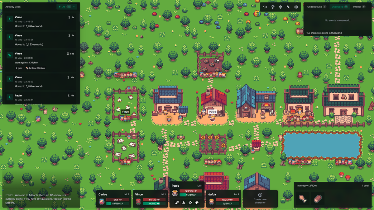 ArtifactsMMO's tweet photo. Artifacts is a API-based MMORPG game. Use any programming language to control your characters with the API.