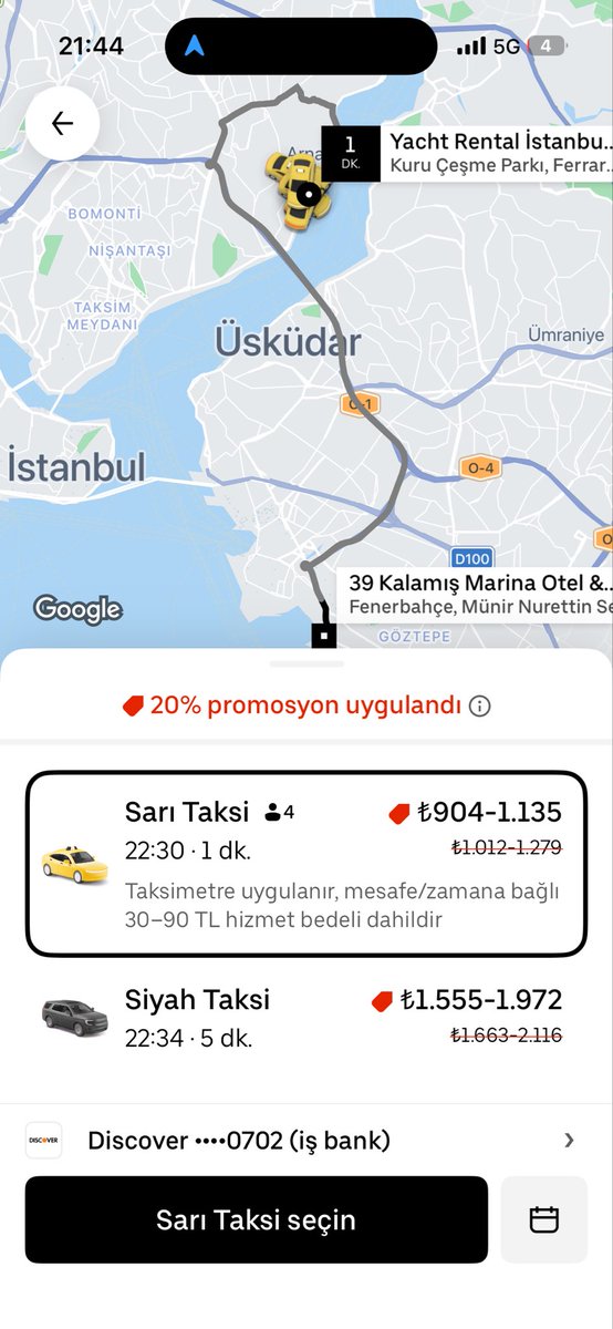 zakcays's tweet photo. @Uber_Support Yabancı bir misafirimi bindirdiğim taksi şöförünüz kuruçeşmeden kadıköy’e 2. köprü üzerinden gidip neredeyse 1.000 fazla ödeme aldı. Konumu seçtiğimde verilen rota ve sürücünüzün gittiği rota görsellerde gözüküyor. https://t.co/puBhc5vXAK