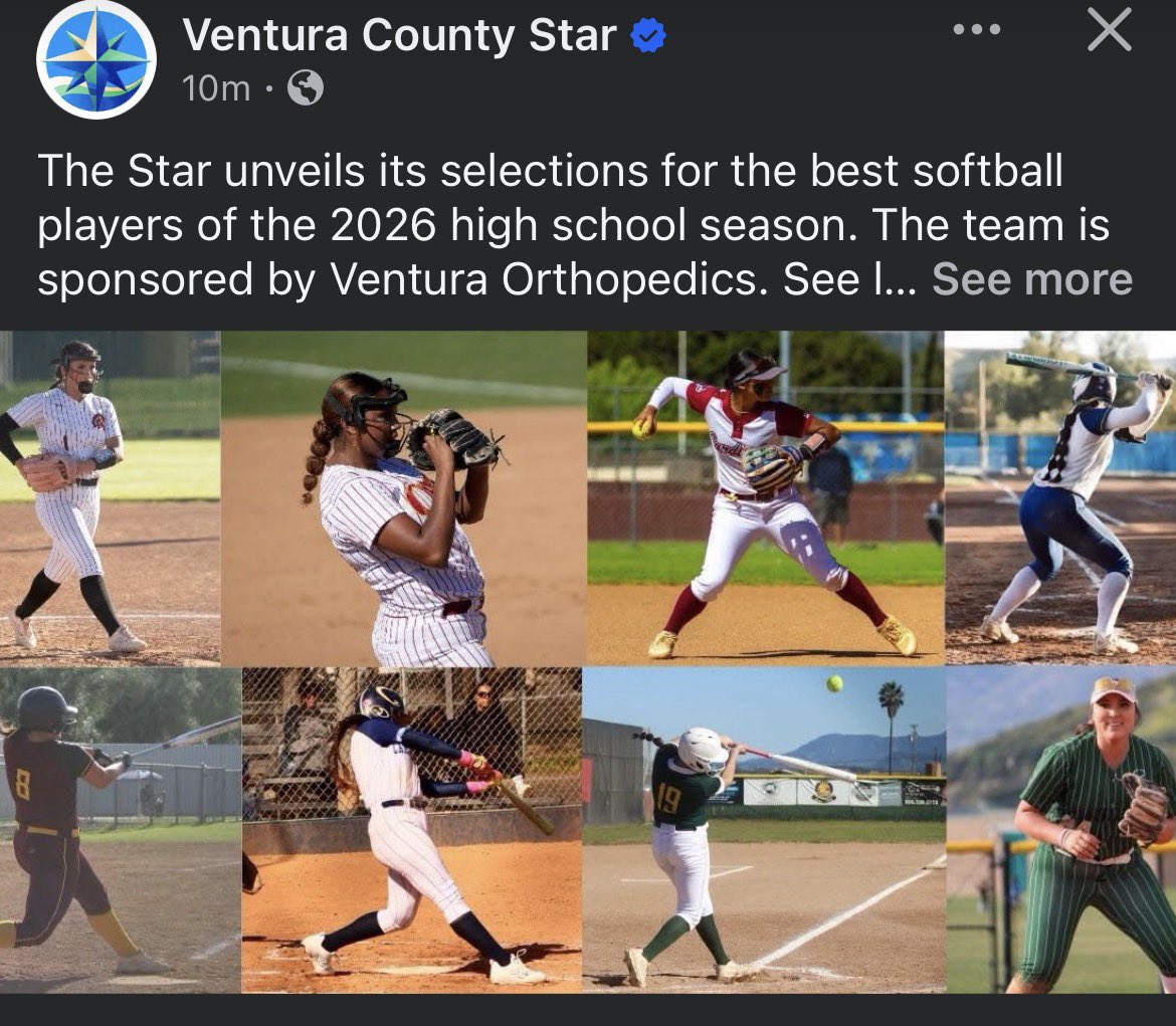 CaliHowe1's tweet photo. Thank you @vcspreps @venturaortho for choosing me for 1st Team All County. Its an honor to end the season with this recognition. @VictoriaHayward @Coach_Inouye @kelliefox27 @CharMorgan34 @Darnellwestbro1 @Nevada_Softball @FresnoStateSB @UCLASoftball @EastonFastpitch @bruceboltus https://t.co/Qwn8QVQBDB