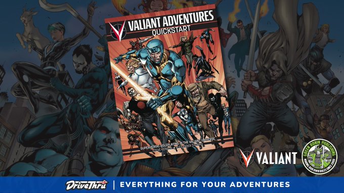 DriveThruComics's tweet photo. The Valiant Adventures RPG Quickstart from @GreenRoninPub & @ValiantComics is available now!
Get it FREE here: https://t.co/OXtQMRIjby
#ttrpg #freerpgday #comics #comicbooks https://t.co/q7BpriCoSQ