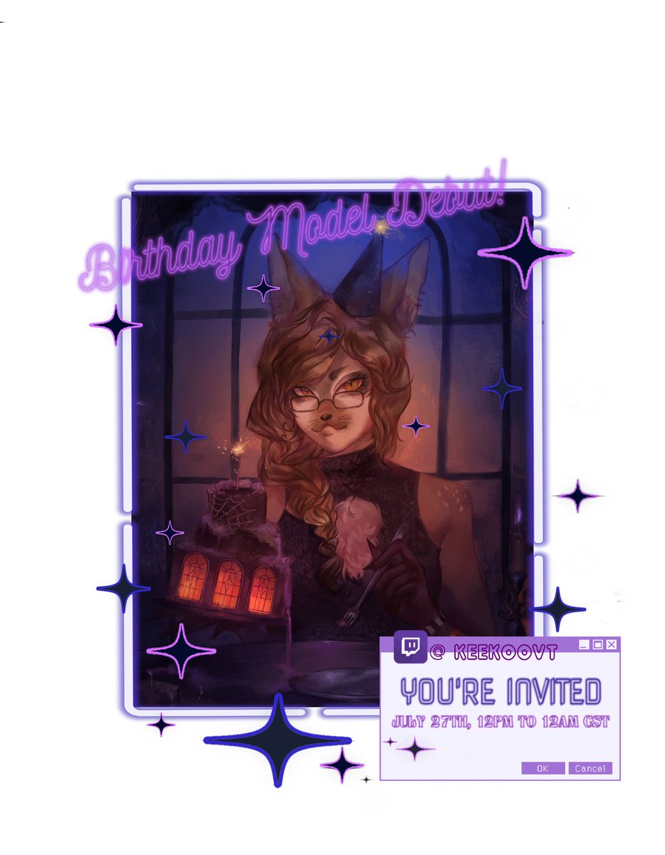 keekooVT's tweet photo. ✨ YOU'RE INVITED ✨
✅NEW MODEL
✅NEW ART 
✅NEW EMOTES 
✅EXCLUSIVE PARTICIPATION BADGE

We've been cooking something big for you all, and I can't wait to share it with you. 🖤 https://t.co/GI16LPUVmT