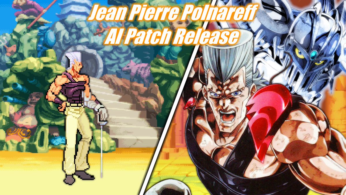 DaMarioMemer's tweet photo. #MUGEN更新情報
AI Patch for Mr. Giang's edit of Nimame's Polnareff released. Giang's edits seem minor but actually effected Pol quite enough to warrant a patch. Specifically for the 1.0 version and removes the tag system.
Link: https://t.co/HcfLRLEuKy https://t.co/rfhzjidNSa