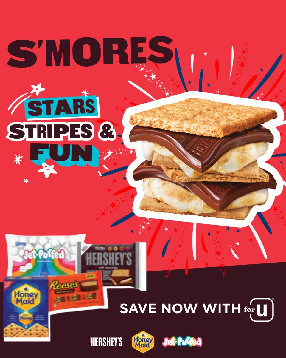 Star_Mrkt's tweet photo. Add SMORE fun to your 4th of July festivities and continue the party even after the sun sets! Buy one box of Honey Maid Grahams, Hershey's 6 pack bars, and get one bag of Jet-Puffed Marshmallows FREE! ✨🛒 https://t.co/R1CoUn16ie