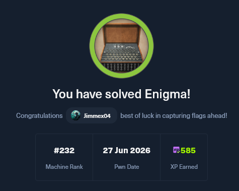 Gameel_ad's tweet photo. woke up after only 2 hours of sleep to solve some enigma (literally) machine, back to sleep https://t.co/0mwFT9ZkwR