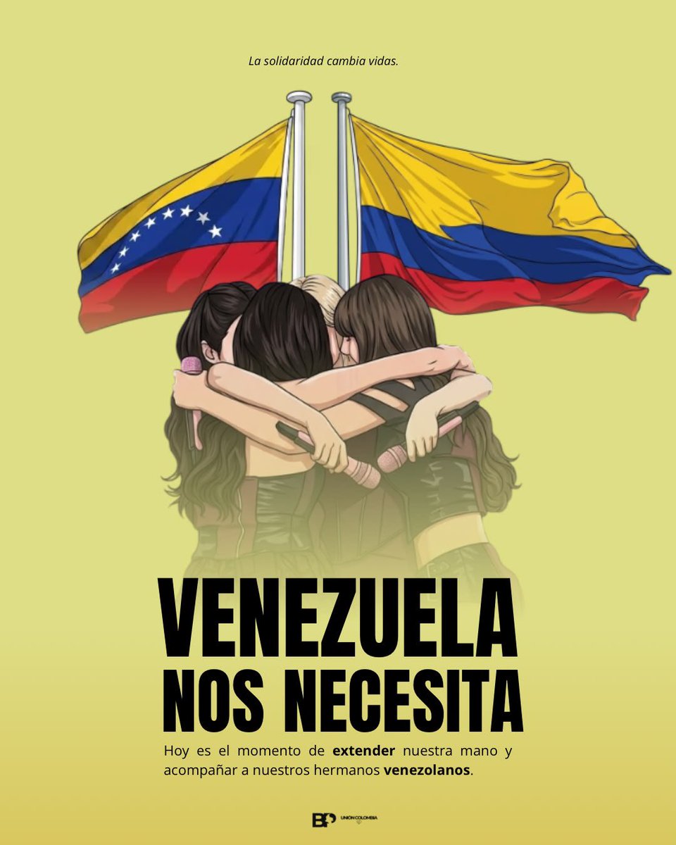 JISOOCOLOMBIA's tweet photo. Hoy Venezuela necesita de nuestra ayuda. Cada donación, sin importar su tamaño, puede brindar esperanza a quienes atraviesan un momento difícil.

Unidos podemos hacer la diferencia. Extendamos nuestra mano y acompañemos a nuestros hermanos venezolanos. ❤️🇻🇪🇨🇴 https://t.co/gAjHVjjbfs