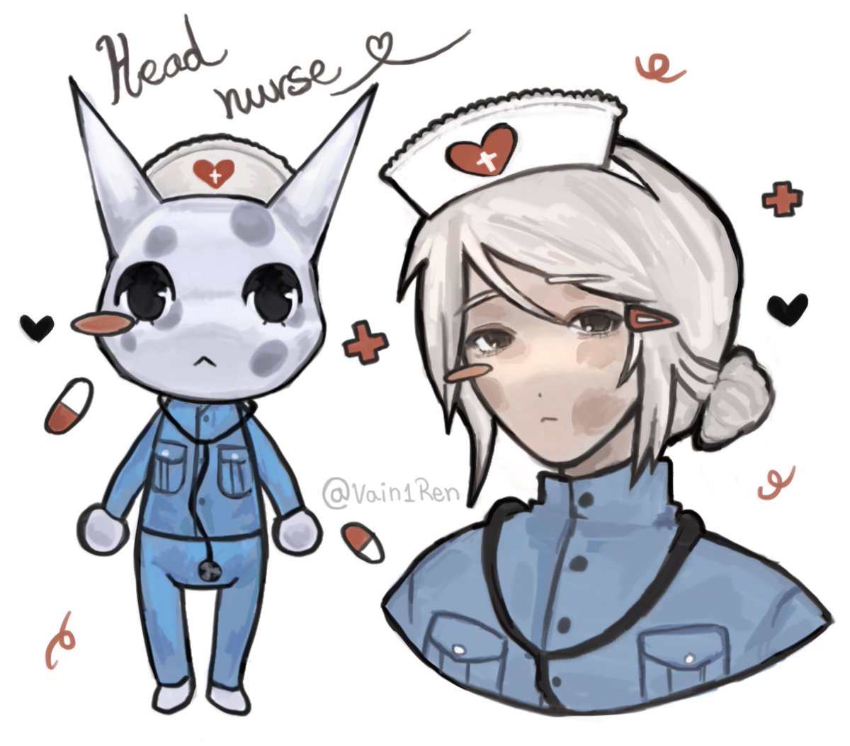 Vain1Ren's tweet photo. Human version of Head Nurse, animal hospital :3 https://t.co/QrVXlFoDhE
