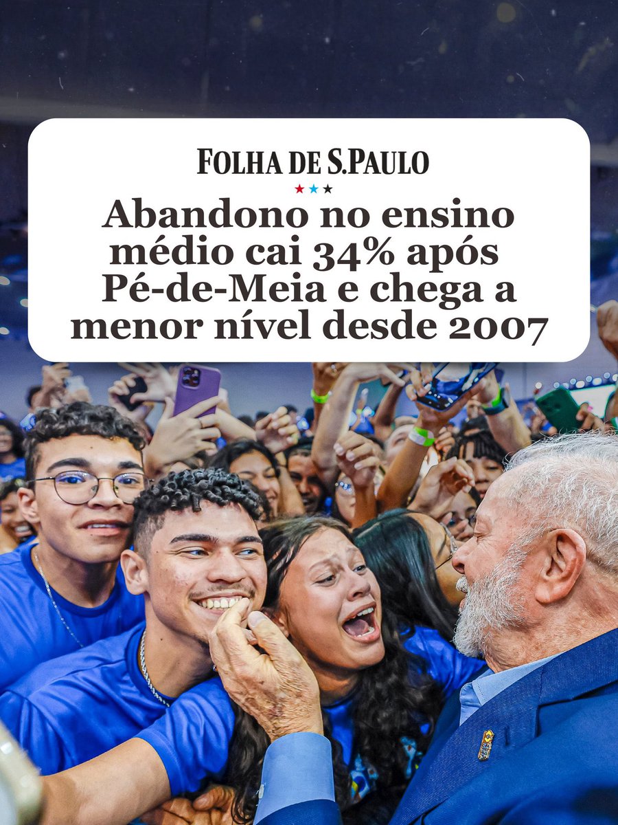joseguimaraesce's tweet photo. Uma manchete que mostra o impacto de uma política pública que faz diferença na vida dos jovens. 

O Pé-de-Meia está ajudando a manter estudantes na escola, reduzindo a evasão no ensino médio e ampliando oportunidades para quem mais precisa. Educação é investimento, não gasto. https://t.co/cEH6fWiWW8