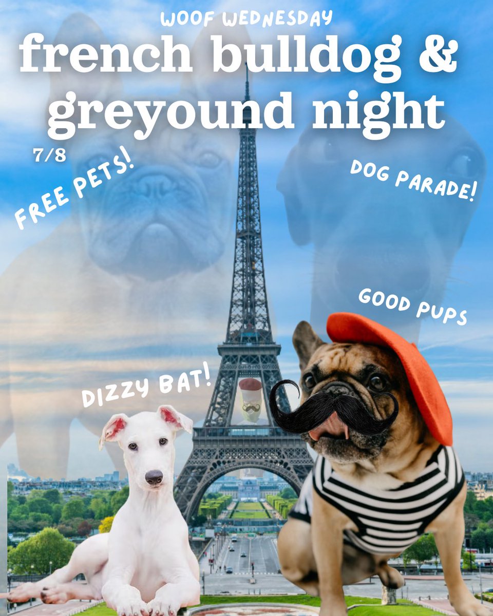 picklesbaseball's tweet photo. Wednesday, July 8th is Woof Wednesday and we're celebrating all the Greyhounds and French Bulldogs you could ever imagine, thanks to @TheUPSStore!

All the fluffy fun is back with dog parades, dog merch, and of course, good ol’ Pickles baseball. Get your tickets now and join in on the cutest day of the week!