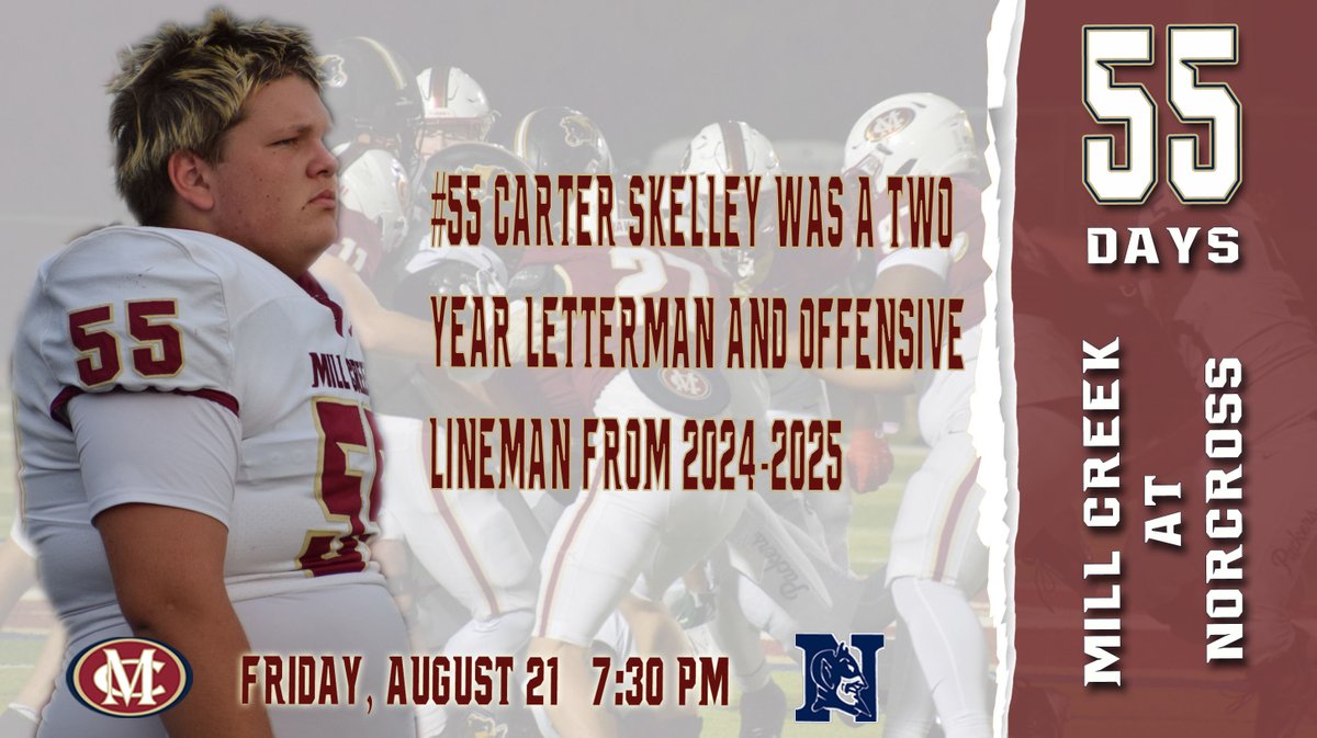 MCFootballCoach's tweet photo. We are 55 days from Mill Creek kicking off the 2026 football season at Norcross! MCBABY!! https://t.co/PnGdGfzYxt