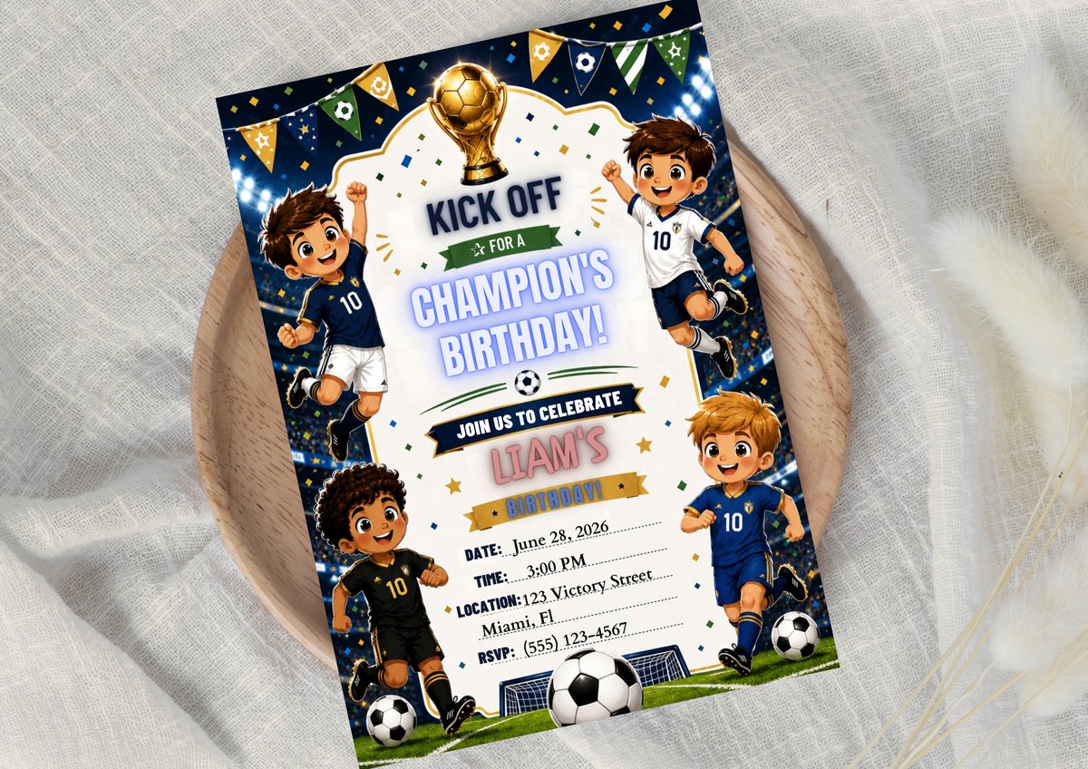 KnmzDesign's tweet photo. Special World Cup-themed birthday invitation is here! ⚽
Fully editable with unlimited access.
Only $1.50. I can also help with customization

https://t.co/JzrbNl12xq

#WWENOC #UFCBaku #LoveIslanUSA #TalantikaKiJetBet #invite #giftidea #SoccerFans #fifalive @Cristiano @neymarjr https://t.co/Ne3ta5LEbG