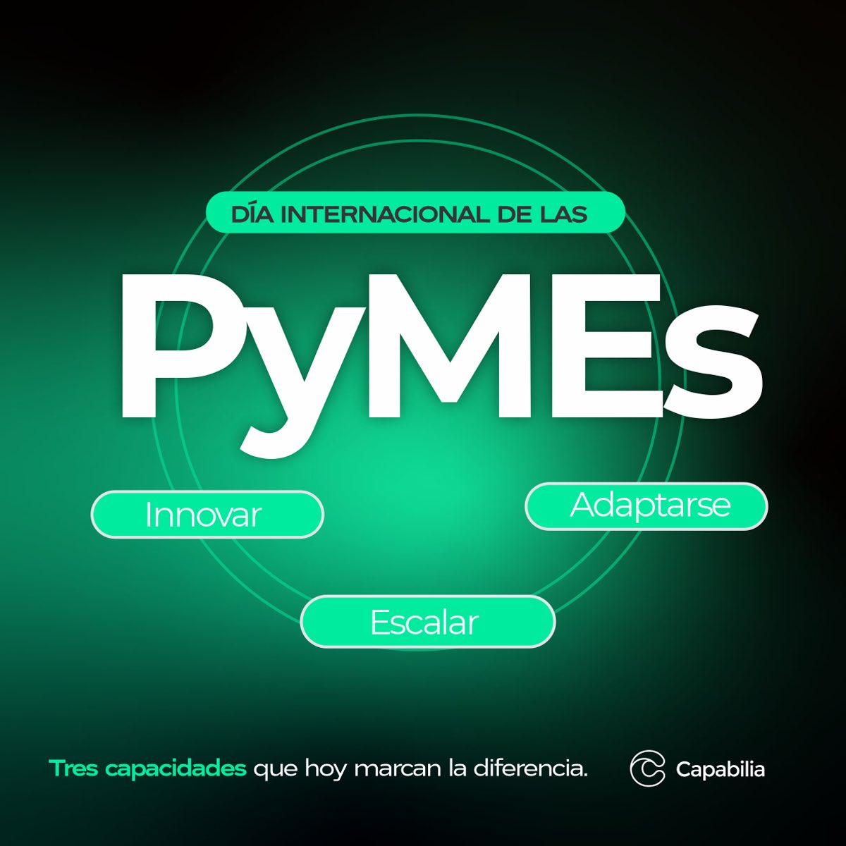 capabilia's tweet photo. Las PyMEs impulsan la innovación, el empleo y el desarrollo económico. Hoy, crecer de forma sostenible implica adaptarse, innovar y responder con agilidad a un entorno en constante cambio.

#PyMEs #Innovación #Capabilia #Emprendimiento #TransformaciónDigital https://t.co/LJWaDjcUiF