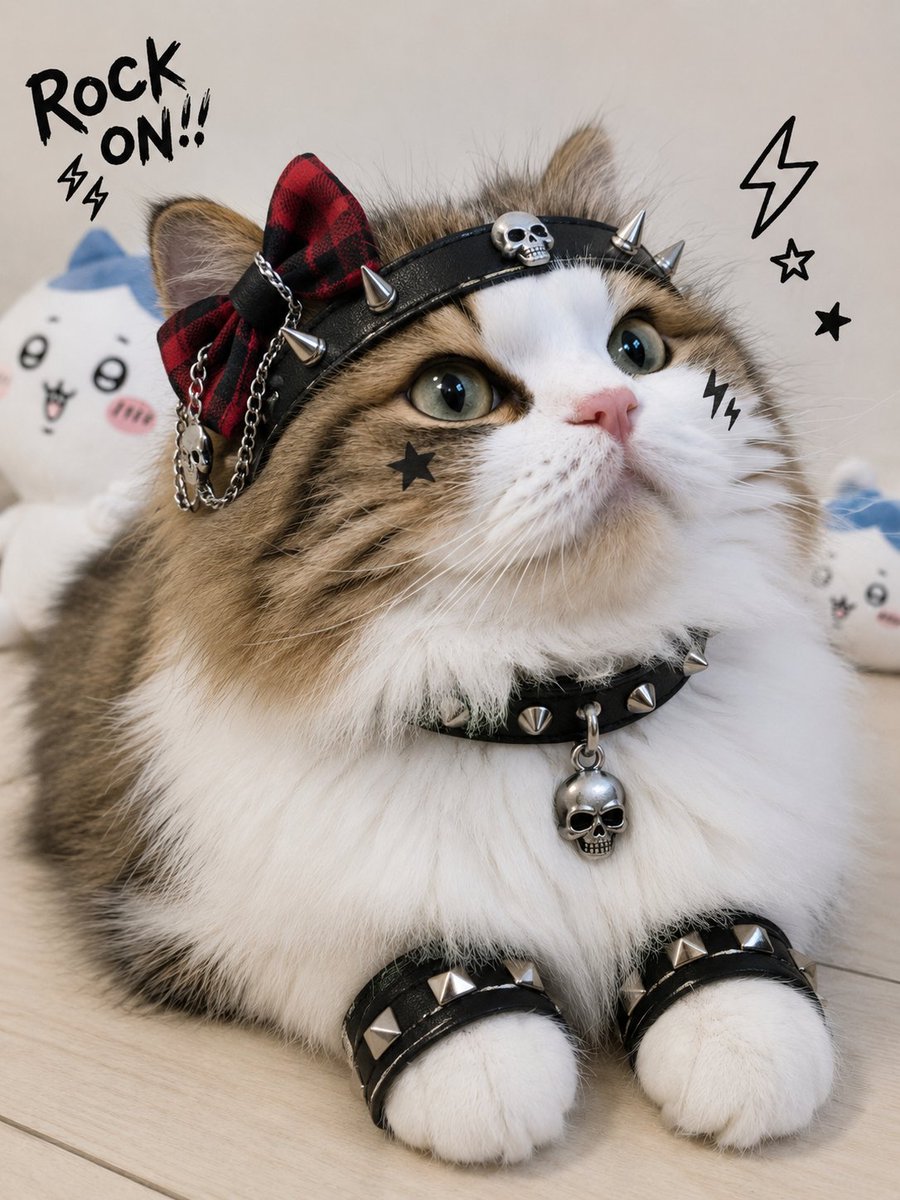 まおにゃん様ご確認ページ おはようにゃん🩷今日も仕事～🤣 ミンちゃん😻ロックに変身～🥁✨ 自由