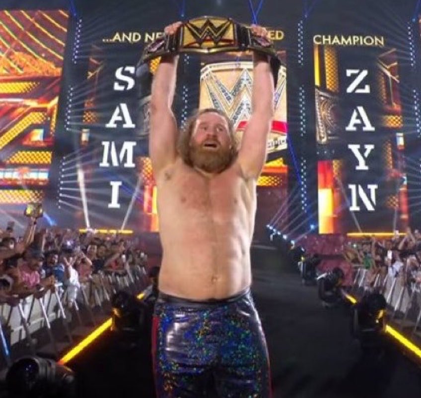 WrestlePurists's tweet photo. Big E reacts to Sami Zayn becoming WWE Champion:

“Sami’s overcome a lot of nevers. When I was in the locker room for the longest time, we knew who El Generico was, we knew about his work on the indies, but there was always, ‘He’s not the WWE mold. He’ll never be signed here.’ 

He finally comes to WWE. ‘Okay, he’s a good hand. He can put on these great matches in the mid-card, but he’ll never be World Champion.’ 

He broke through that glass ceiling that he was butting his head up against for all these years so many times to finally become WWE Champion.”

(#WWENOC post-show)