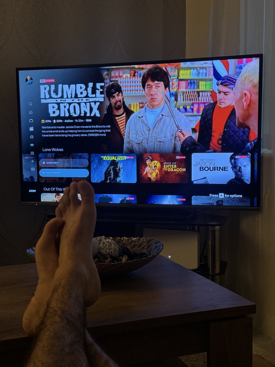YoKazzo's tweet photo. Too hot to be outside today 😂 Just chilling at home after a busy week. Watching Rumble in the Bronx, haven’t seen this in a while. https://t.co/RoVUt11L0r