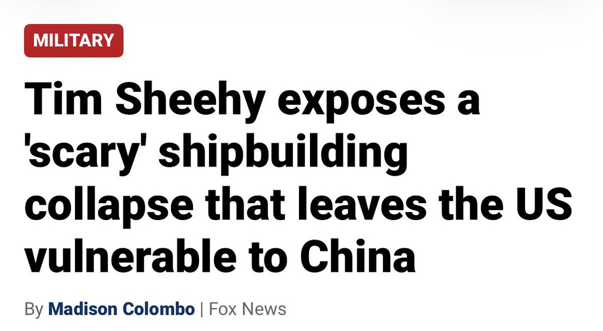 TimSheehyMT's tweet photo. We need hulls in the water as soon as possible. I am less concerned where they are built vice when they are built. 

But if we want ships made in America in the next decade, we have to start today. China lays keels 230 times faster than we do. Time to catch up. https://t.co/SFkFoNyJ5p